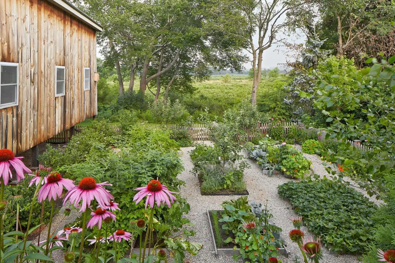 Wayland, MA - The historic property includes a generous vegetable garden nestled just behind the barn.