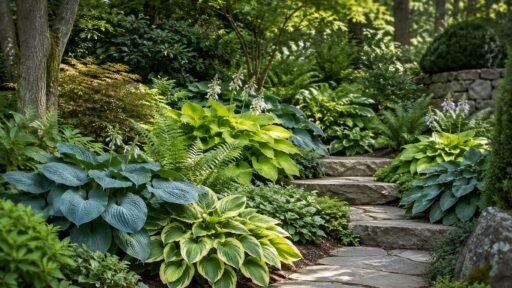 Hosta Varieties in a Massachusetts Shade Garden