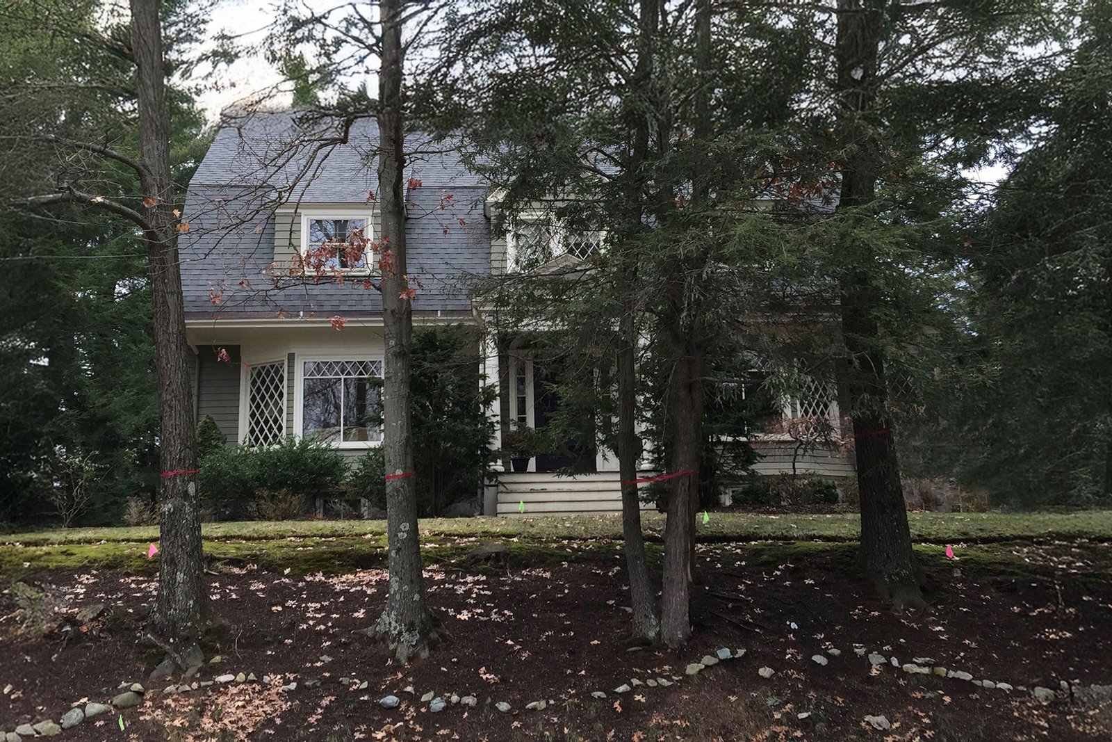 Newton front yard before terraced planting renovation