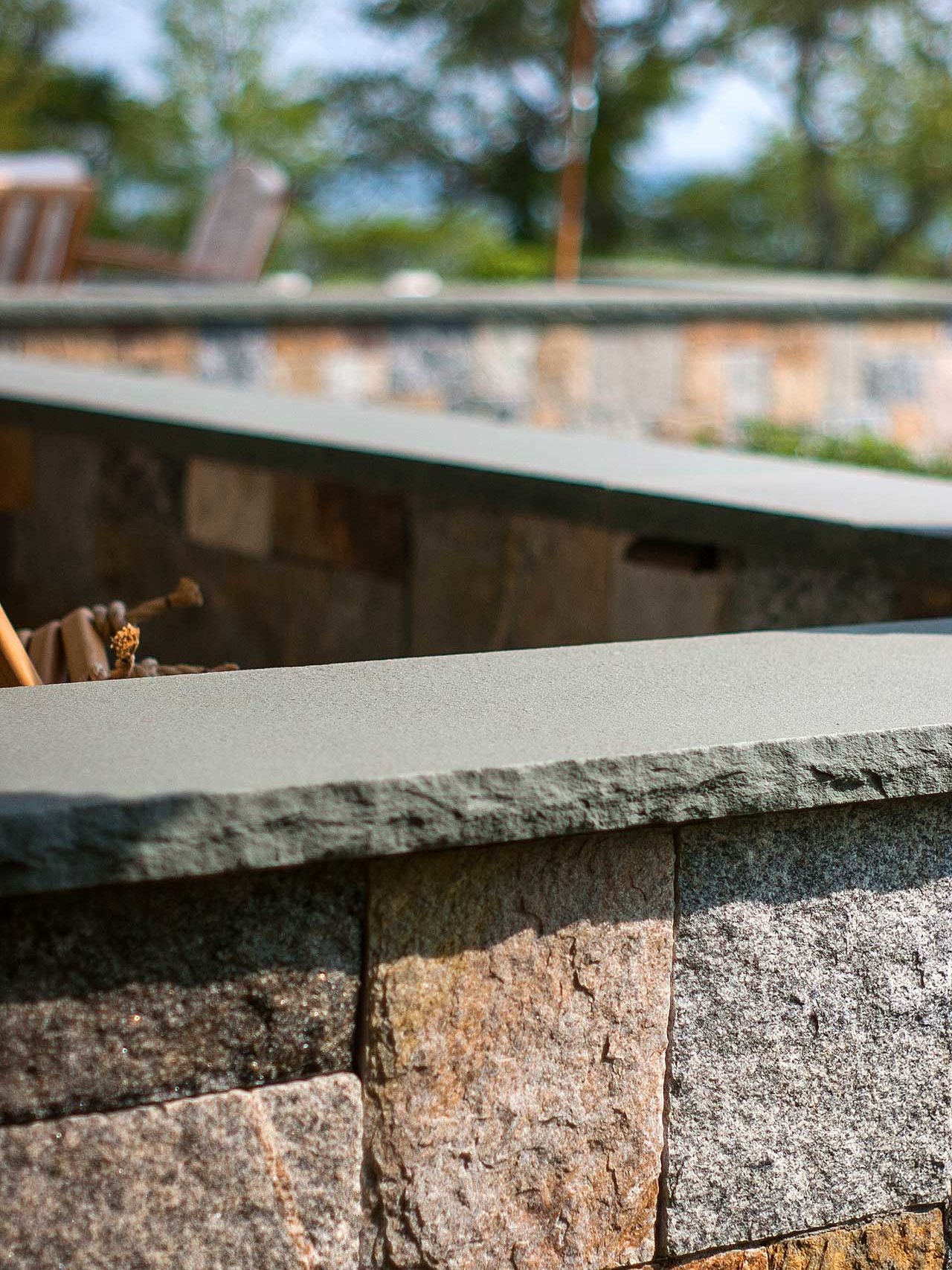 Duxbury, MA - Corinthian grainte walls with bluestone cap.