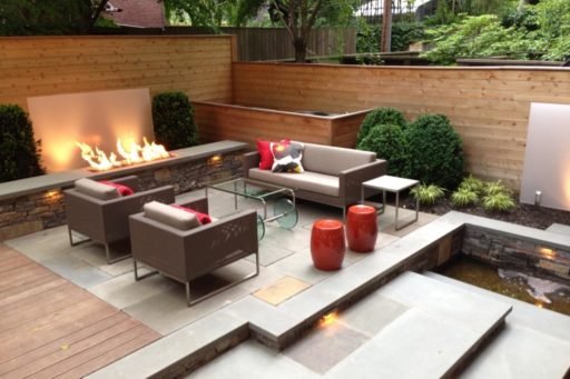 Boston South End backyard patio with fire pit