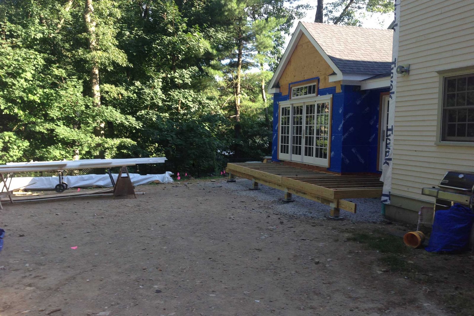 Wellesley backyard under construction before renovation