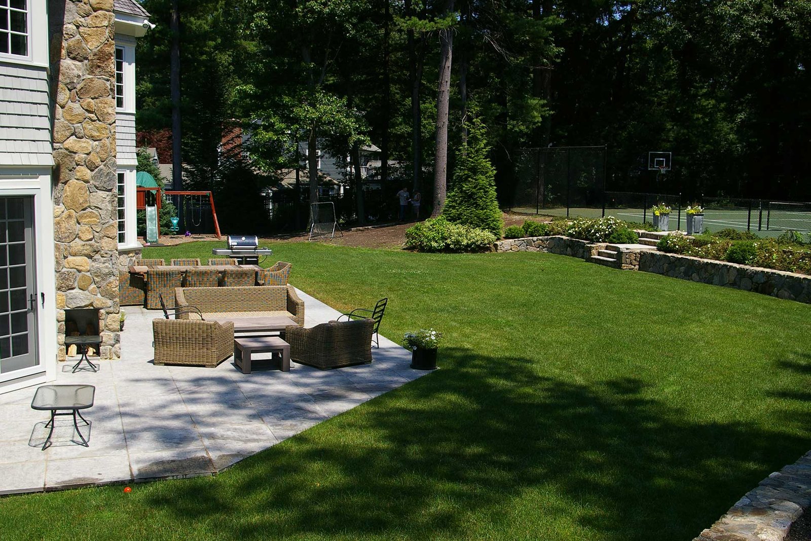 Wellesley backyard patio and lawn before renovation