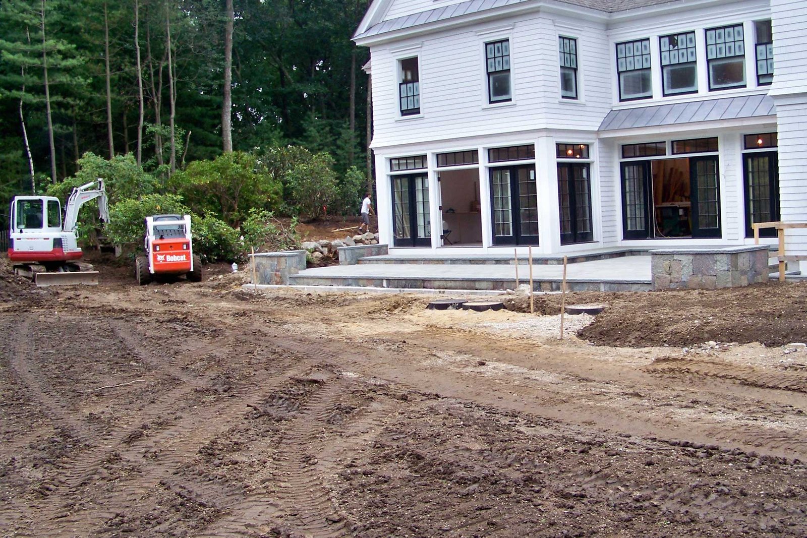 Weston backyard under construction before renovation