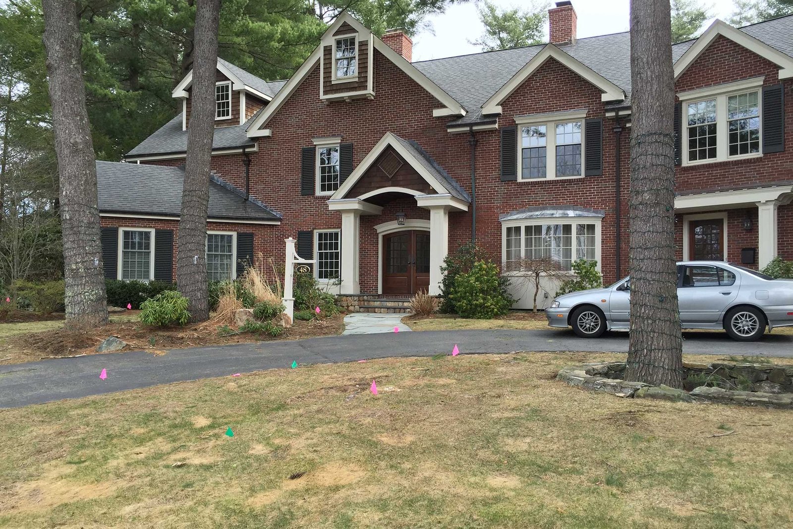 Wellesley Hills front yard before foundation planting renovation