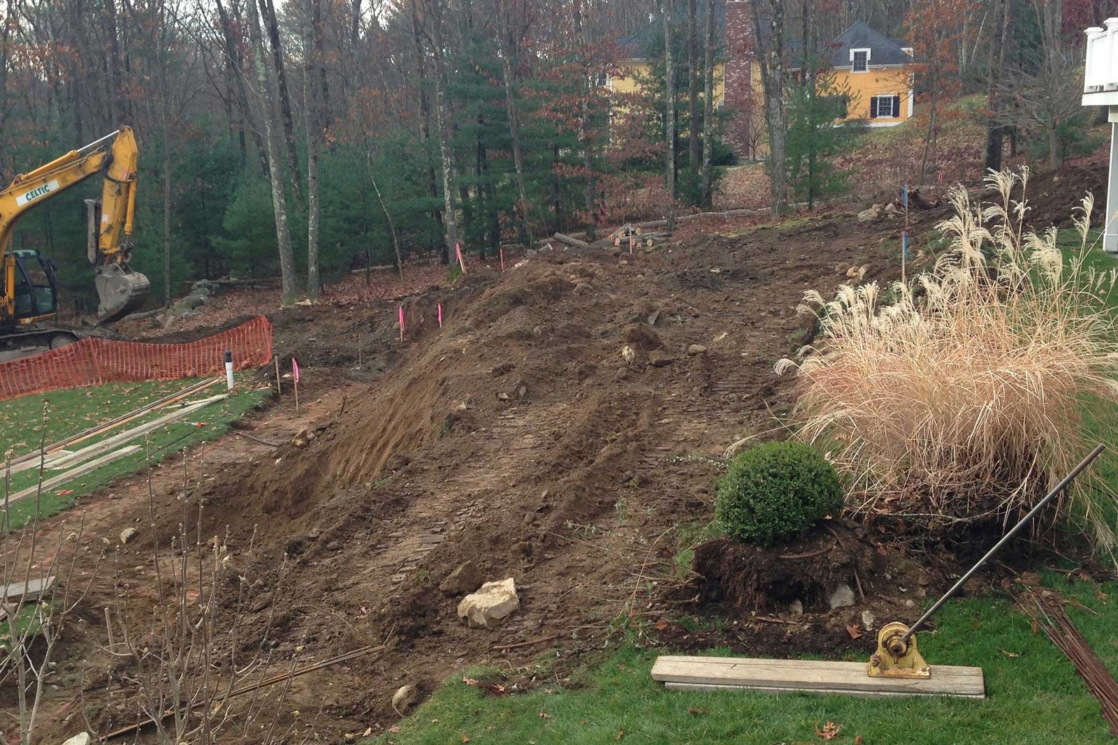 Weston hillside backyard before pool construction